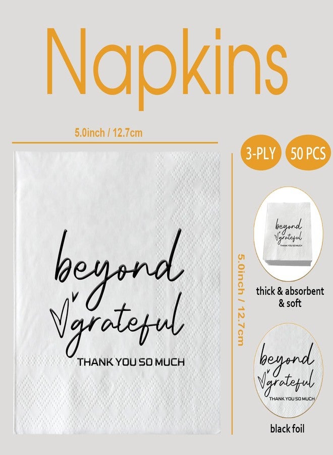 SWEETTALA Beyond Grateful Guest Cocktail Napkins 50 Pcs White and Black Dinner Thank You Napkin for Wedding Engagement Bridal Shower Holiday Anniversary Birthday Baby Shower Decorations 3 Ply - Image 2